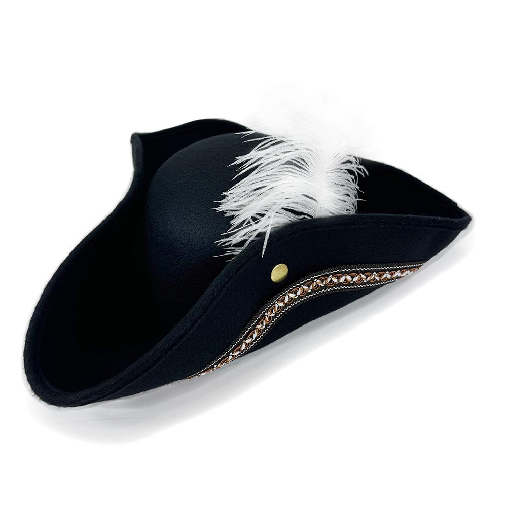 Caribbean Gold-Trimmed Pirate Hat for Halloween and Stage Performances