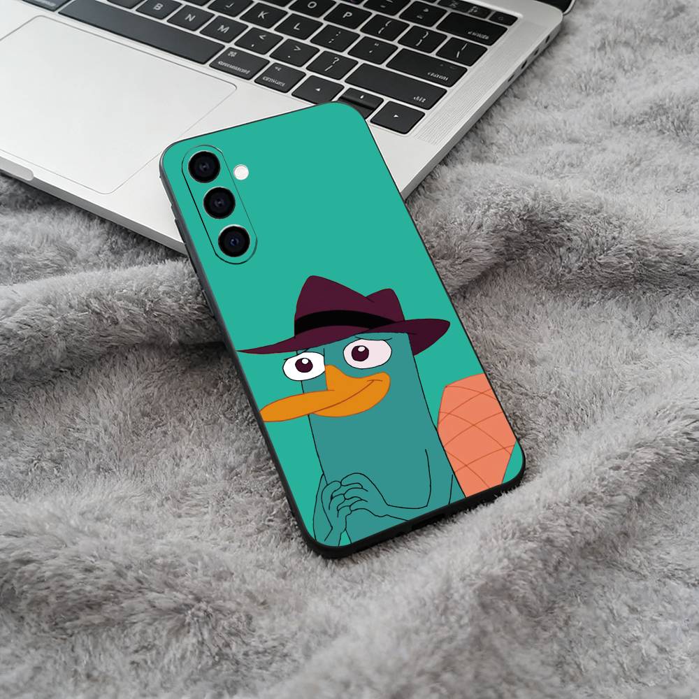 P-Perry Das P-Schnabeltier Schwarze Weiche Silikon Handyhülle für Samsung Galaxy A73, A71, A72, A70, A53, A52, A51