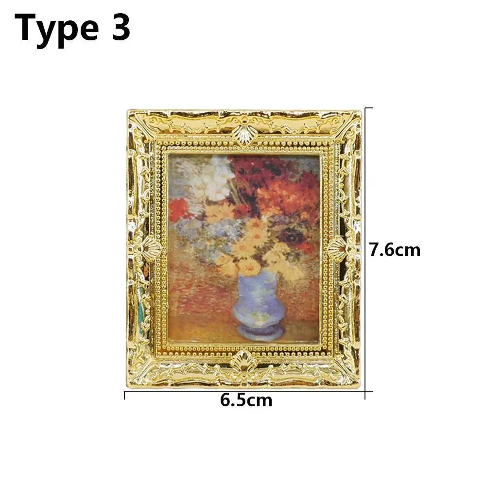 1:12 Scale Dollhouse Miniature Oil Painting Vintage Character Landscape Picture Mini Photo Frame Dollhouse Wall Mural Ornaments