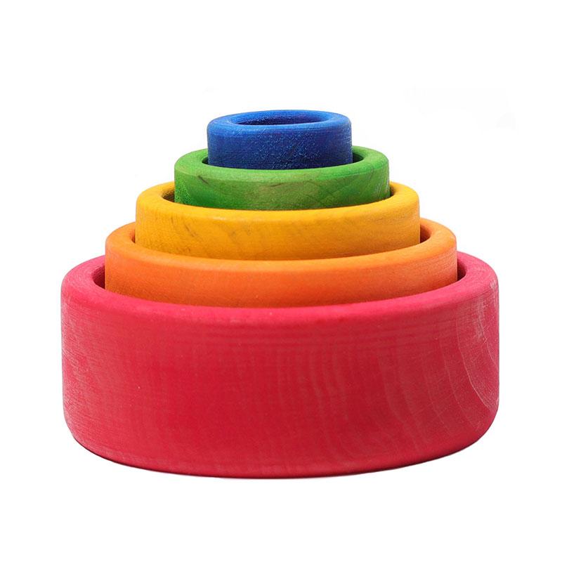 Montessori Regenboog Bouwblokken Massief Hout Educatief Speelgoed Regenboog Bos Kasteel Poppen Creatieve Puzzel Educatief Speelgoed Voor Kind