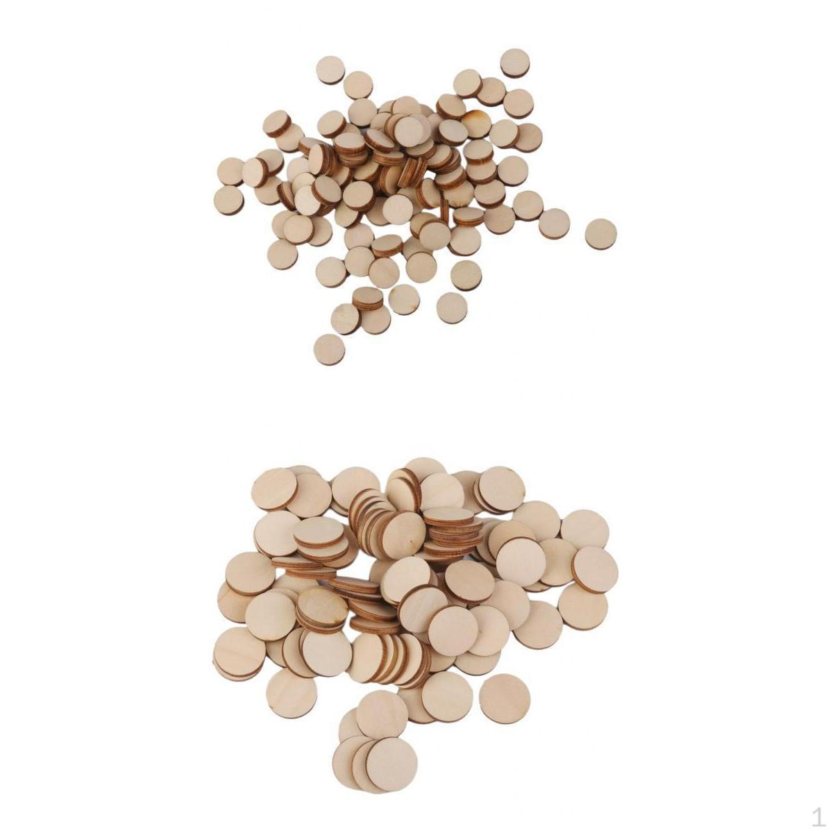 

200 штук Деревянные круги Необработанные круглые диски Пустые деревянные вырезанные ломтики Диаметр 10 мм