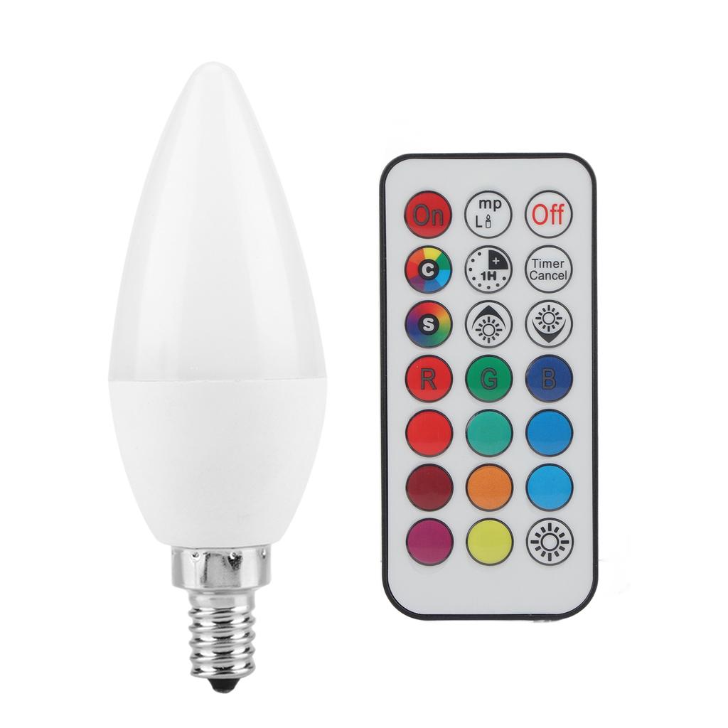 3W Multi Color Changing LED Candle Light Bulb AC85-265V with Remote Control(E27RGB+Cool White)