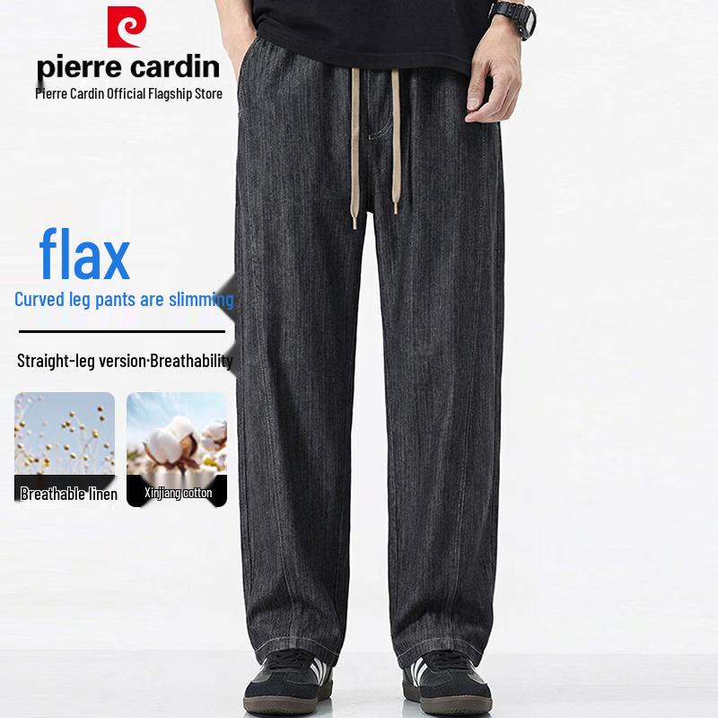 

Pierre Cardin Men s Linen Blend Casual Curved Leg Pants L