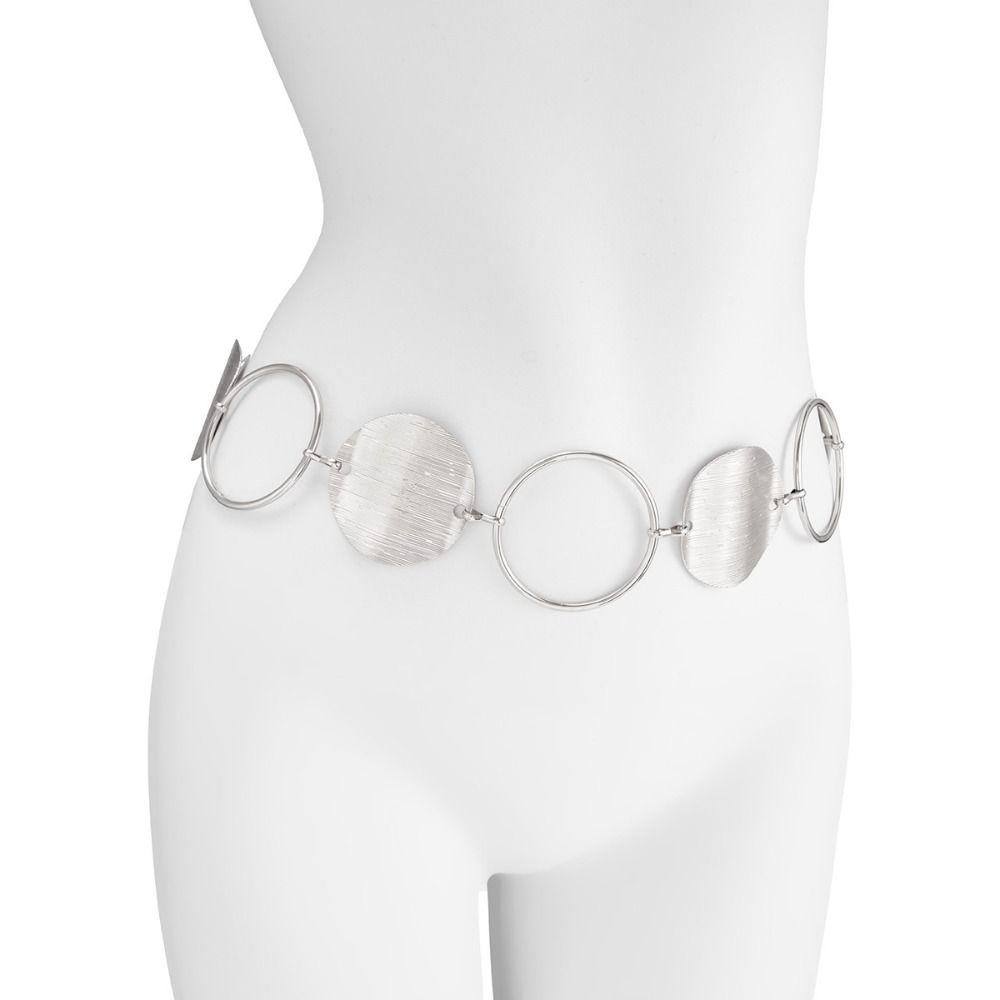 Chaîne de taille ronde argentée Chaîne de ventre ovale couleur or Chaîne de taille métallique créative Filles