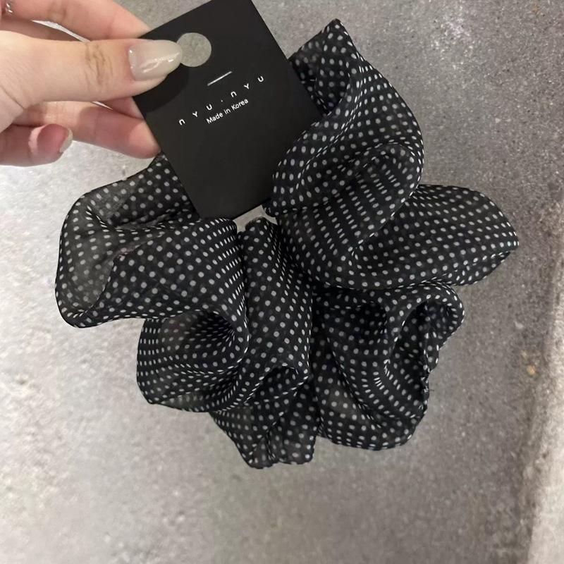Elegant French Retro Polka Dot Sausage Hair Tie for Women - High Elasticity, Large Size, Durable Hair Accessory