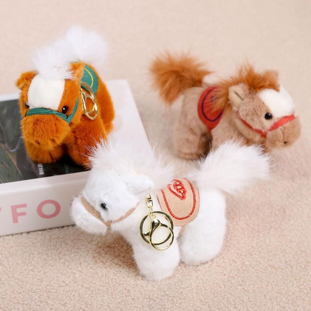 Cartoon Steed Doll Plush Horse Keychain Long Haired Tail Plush Horse Doll Pendant  Birthday Gift