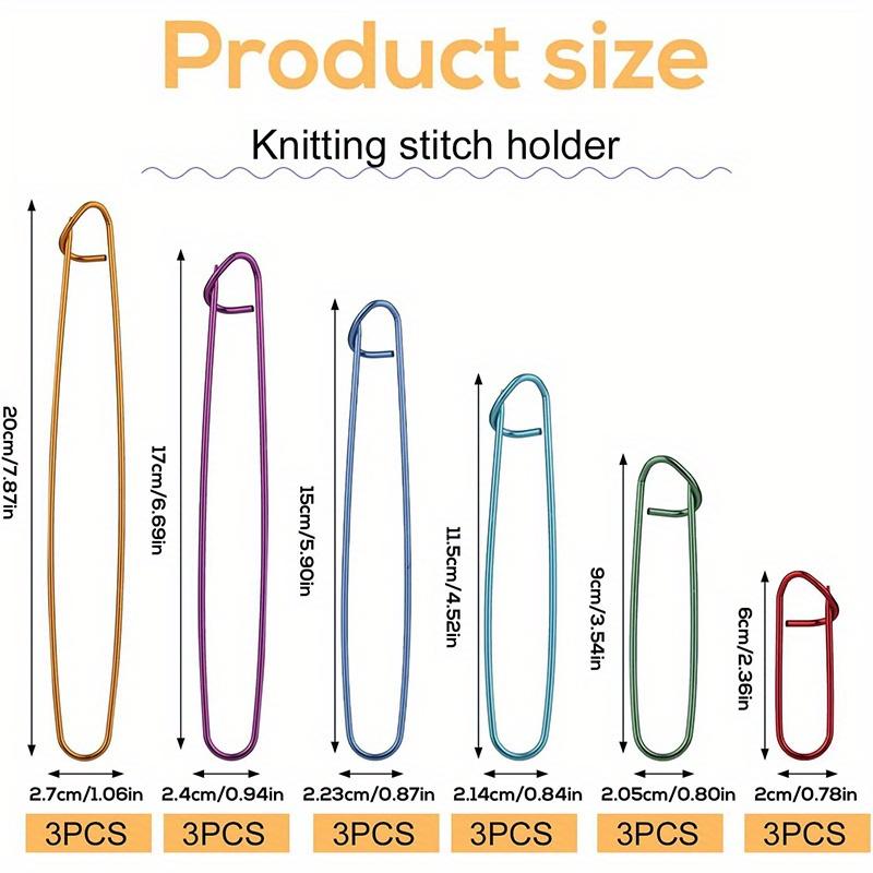 18 Pcs Yarn Stitch Holders – Knitting Stitch Holders, Cable Needles, Colorful Aluminum Crochet Stitch Markers for Sewing & Crocheting Supplies