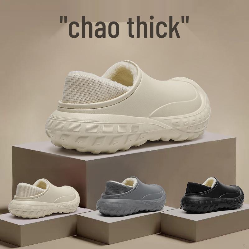 2025 Winter Waterproof Cotton Slippers: Warm, Slip-On, Fleece-Lined, Heel-Covered for Men & Women