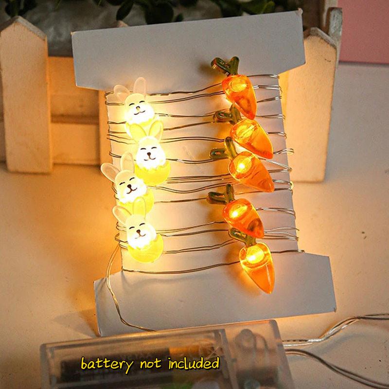 Ostern Dekorative LED Hasen Lichterkette Bunte Eier Batteriebox Kupferdraht Lichter Festliche Dekorative Lichterkette