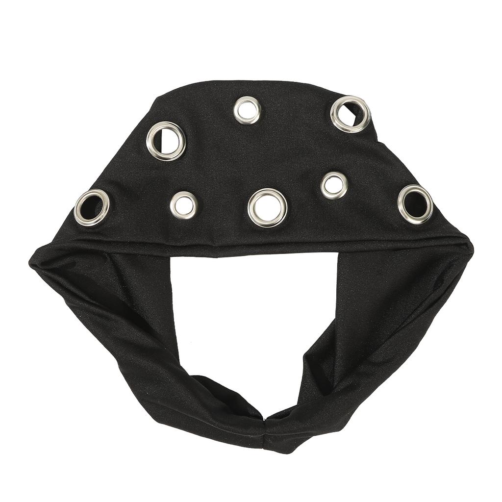 AWAYTR Punk Girl Hollowed Out Eyelets Wide Elastic Headband Stretchy Metal Rock Sports Grommet Headband Hair Accessories