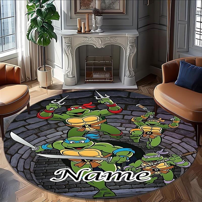Customizable T-TMNT Round Non-Slip Carpet - Ideal for Garden, Picnic, Office, Perfect for Decoration, Suitable For All Seasons