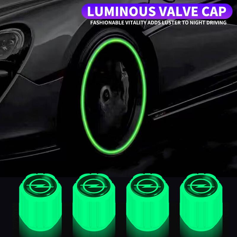 4pc Luminous Car Tire Valve Caps Fluorescent Night Glow Decor For Opel Corsa Astra Insignia Vectra Zafira Meriva Mokka Grandland Rj7