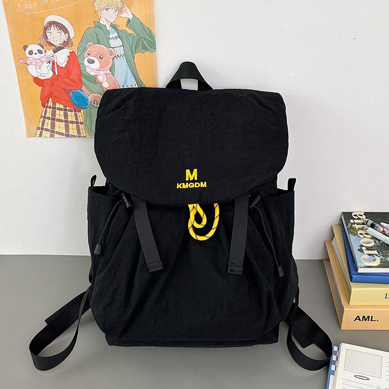 Drawstring Backpack Travel Contrast Backpack Lightweight Nylon Schoolbag