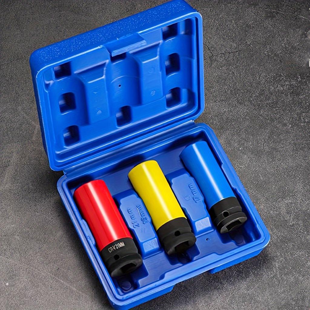 1/2- Inch Drive Wheel Protector Impact Socket, 1/2" Thin Wall Deep Impact Socket Set Plastic Sleeve Lug Nut, 6 Point,Metric