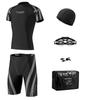 TEABAKU Fitness Competition Rash Pool Swim Swimming Nose Swim Stripe Men's Swimsuit, Swimsuit, Swimsuit, Guard, Accessories, 6-Piece Set, Cap,