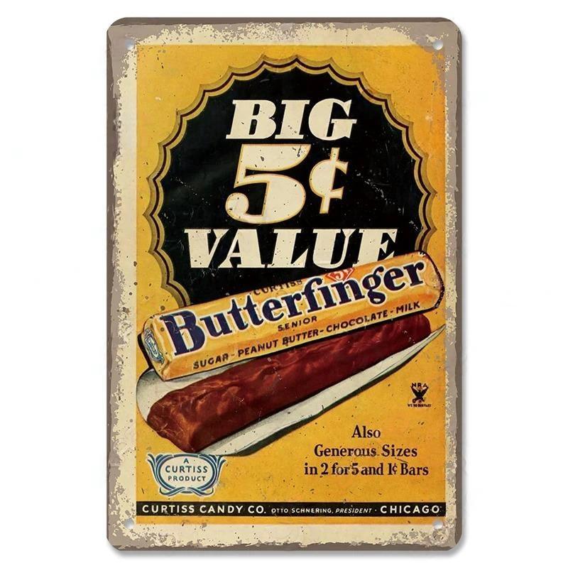 Vintage Candy Chocolate Metal Plates Cream Milk Chocolate Poster Metal Plaque Tin Sign For Kitchen Cafe Dining Room Wall Deco