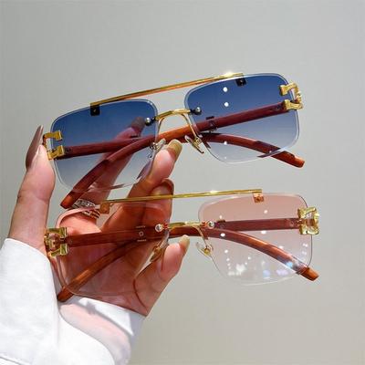 Vintage Męskie Okulary Przeciwsłoneczne Podwójna Belka Damskie Bez Oprawek Przezroczyste Kwadratowe Czarne Czerwone Okulary Okulary Nowe Okulary Przeciwsłoneczne Mężczyźni