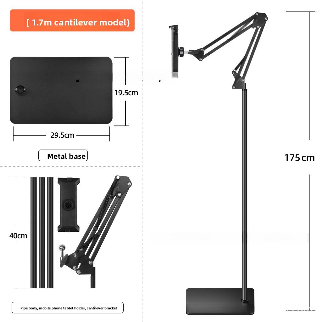 Metal Cantilever Floor Stand Phone Selfie Live Streaming Video Watching Lazy Square Base Folding Tablet Bracket Grip
