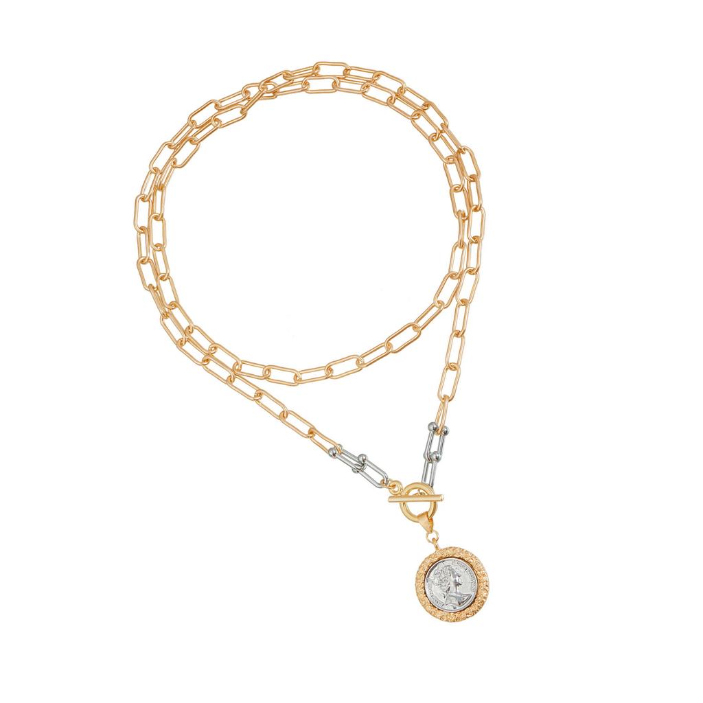 Elegant Vintage Relief Portrait Alloy Necklace Classic Retro Jewelry Gift Fashionable Vintage Coin Necklace For Women