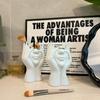 2pcs Human Face Art Desktop Decoration Makeup Brush Holder Vase with Makeup Eyebrow Pencils Home Organizer Multifunctional