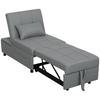 3-in-1 Folding Chair with Side Pocket, Guest Bed with Cushion, Adjustable Backrest, Bed Chair with Casters, Light Gray