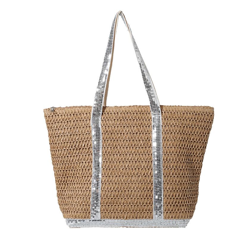 Summer seaside beach vacation straw bag women's 2025 new large-capacity shoulder bag woven tote bag