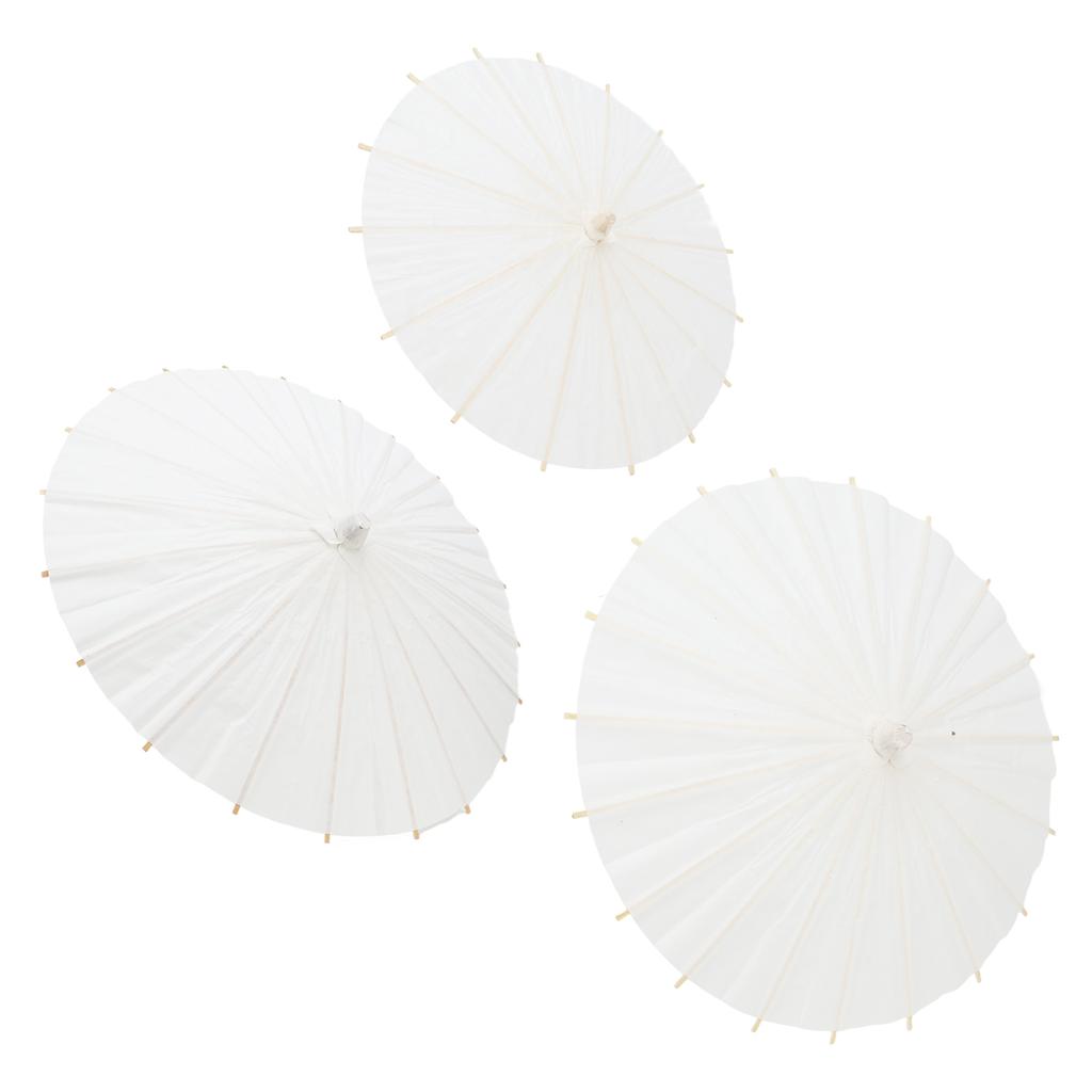 3PCS Blank Paper Umbrella 20cm 30cm 40cm DIY Hand Painted Chinese Umbrella with Log Handle for Photography Props Role
