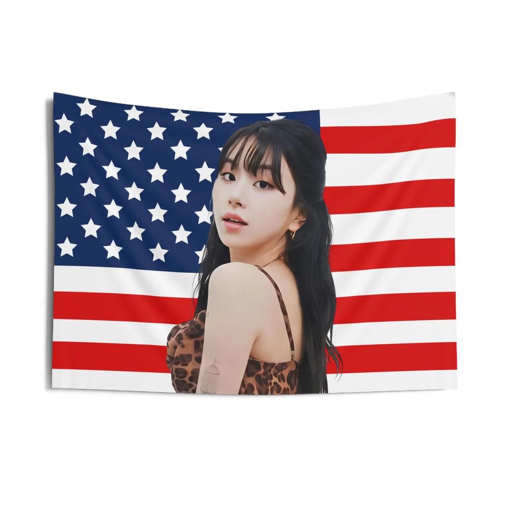 Chaeyoung Face Card American Flag Concert Banner Kpop Inspired Wall Tapestry Aesthetic Wall Hanging Dormitory Background