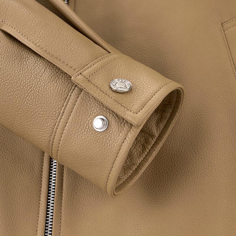 Qipai Men's Genuine Sheepskin Lapel Jacket