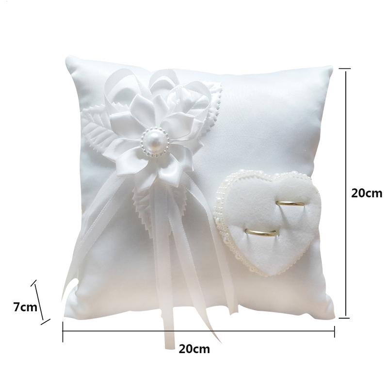Wedding Ring Pillow European Romantic Bridal Wedding Ring Holder Pillow Heart Handmade Ribbon Cushion Decor For Wedding Ceremony