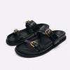 Fashion 2024 Print Flatfrom Slippers Sandals  Round Toe Metal Buckle Shoes for Women Summer Woman's Outdoor Casual Flat Slipper