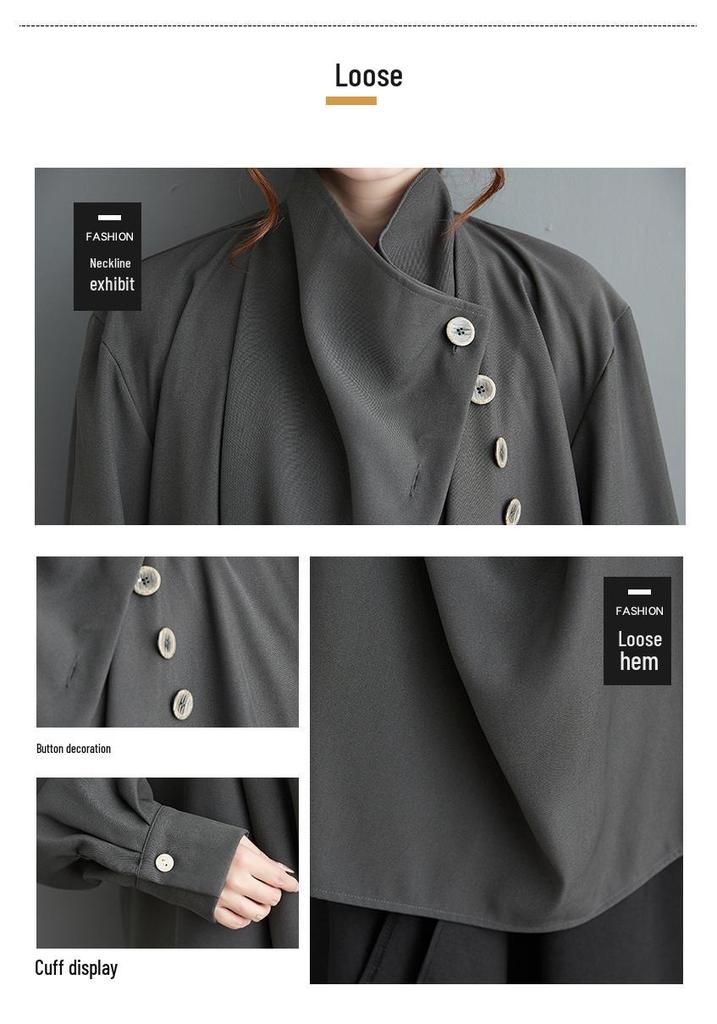 Dark Style Ruffle Neck Long Sleeve Casual Shirt