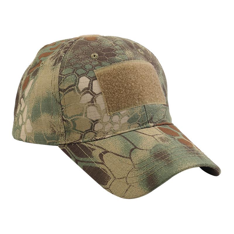 Camouflage Tactical Sunshade Hat: Python Pattern, All-Season Climbing & Training Cap with Velcro.