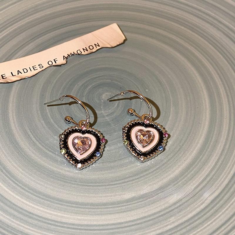 

Серьги Drop Oil Love с бриллиантами Sweet and Cool Girl Sense Маленькие дизайнерские серьги Sense Сетчатые красные серьги Серебряные иглы 925 пробы