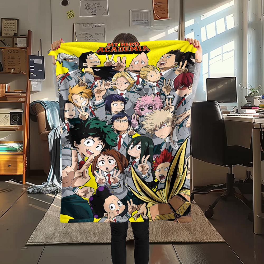 1Pc My Hero Academia Print Flannel Blanket, High Quality Comfortable for All Seasons, Home Decor, Warmth and Comfort, Perfect for Christmas Gifts
