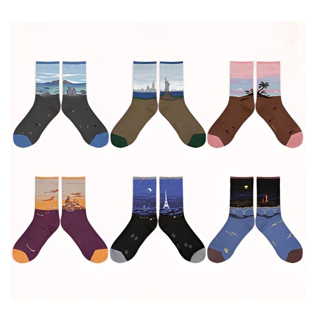 Women Fashion Socks Set 6 Pairs Cute Casual Cotton Socks