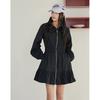 Shirring Point Hood Detail Zip Up Dress  Er2wo362 