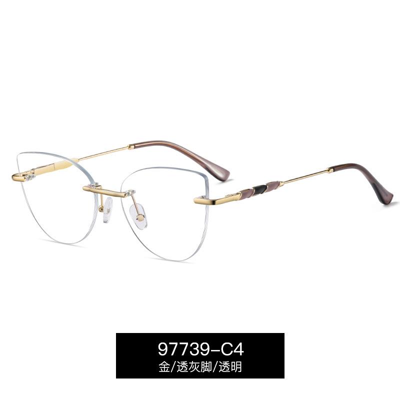 

Cool Rimless Cat Eye Sunglasses Women Men UV400 Anti Blue Rayweight Transparent Frameless Glasses Ladies Cat Spectacles Metal Material Frame