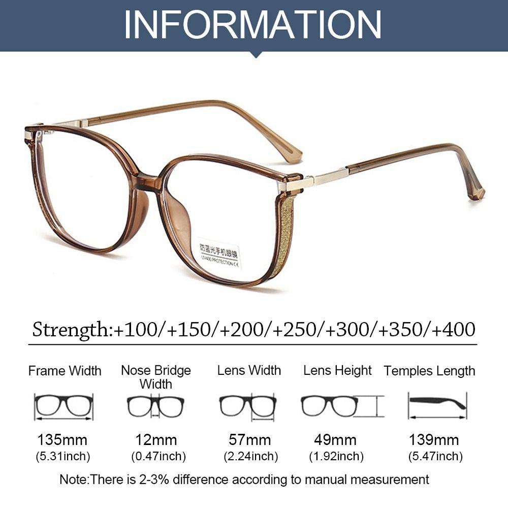 New Fashion Reading Glasses Anti Blue Light Presbyopia Eyeglasses Men Women Large Frame Cat Eye Computer Hyperopia Eyewear