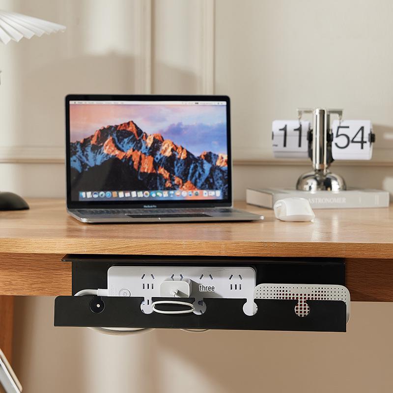 Punch-Free Under-Desk Cable Management Rack: Wire Fixing Storage Organizer