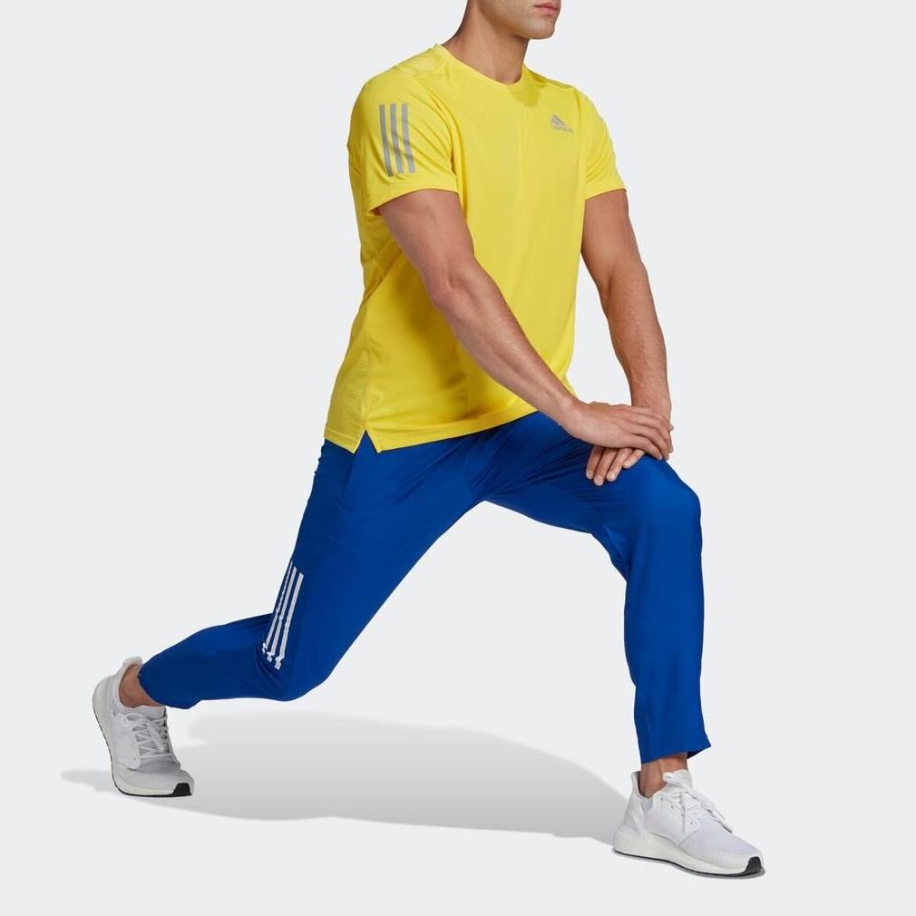 Adidas Logo Print Round Neck Short Sleeve T-Shirt Men T-Shirts Yellow HL5991