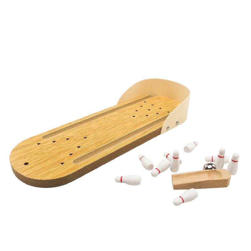 Wooden Mini Bowling: Parent-Child Interactive Stress-Relief Table Game for Kids and Adults