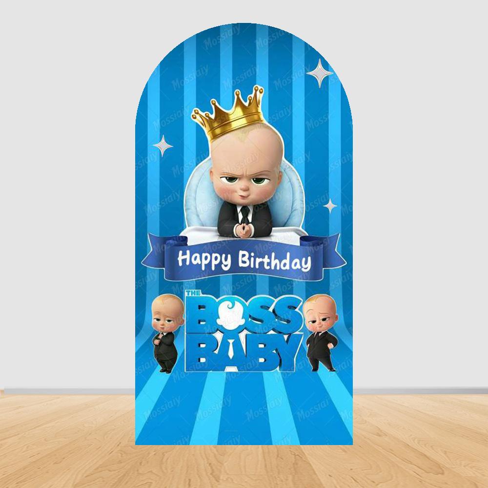 Šťastné narozeniny Boss Baby Oblouk Pozadí Kryt Klučičí Narozeniny Miminkovská Oslava Dekorace Fotografické Pozadí Rekvizity