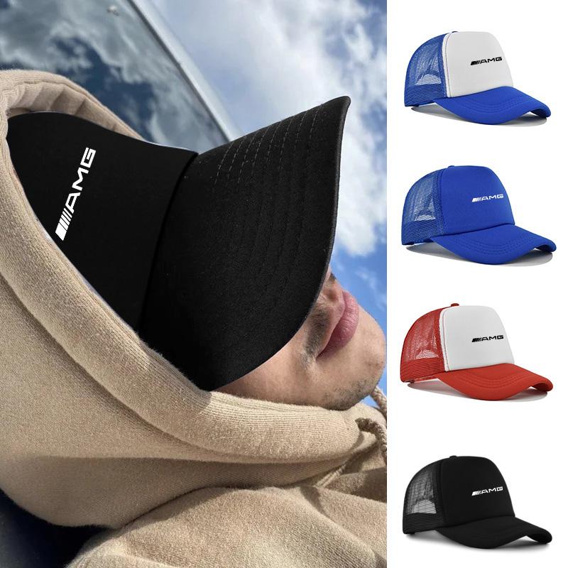 BAG1 Summer Extended Brim Sun Protection Baseball Cap Outdoor Sun Hat Sports Breathable Hat Printed Mesh for Mercedes Benz W203 W204
