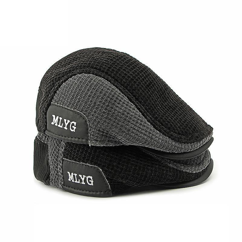 Warm Cap for Middle-Aged and Elderly Men's Winter Ear Protection Beret Peaked Cap