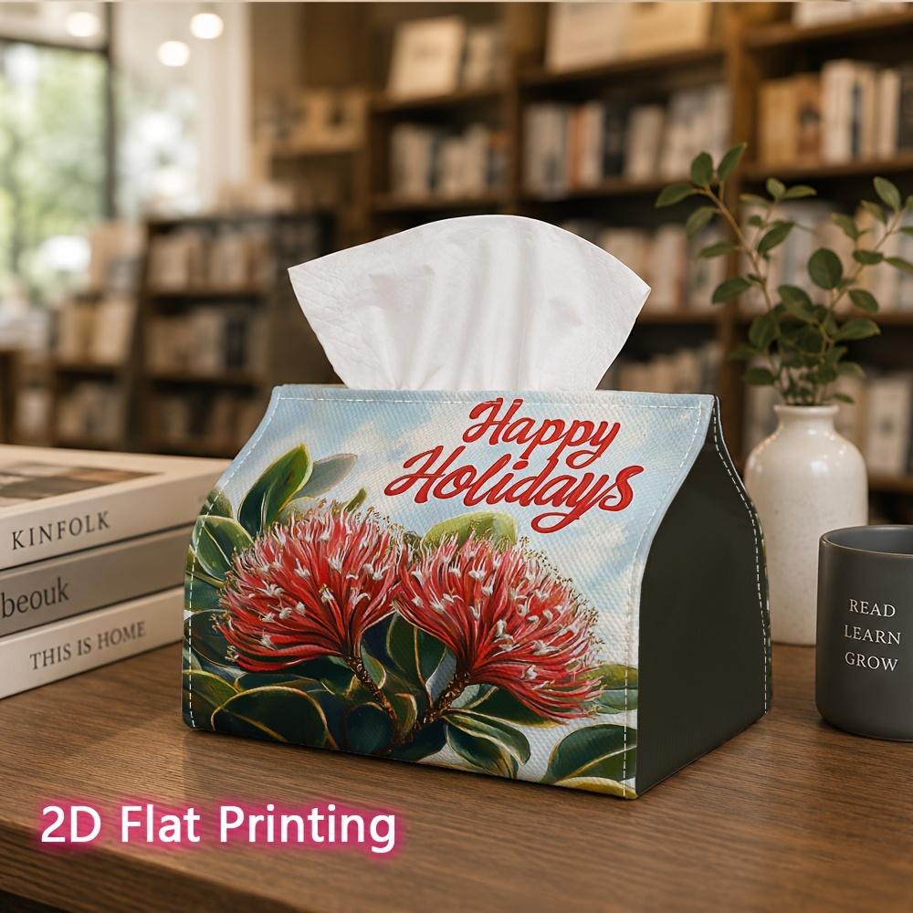 1pc, 2D Flat Printing, Tissue Box Red Provence Flower Pattern Napkin Dispenser, Suitable for Home, Car, And Outdoor Gatherings, Tissue Decoration Rack