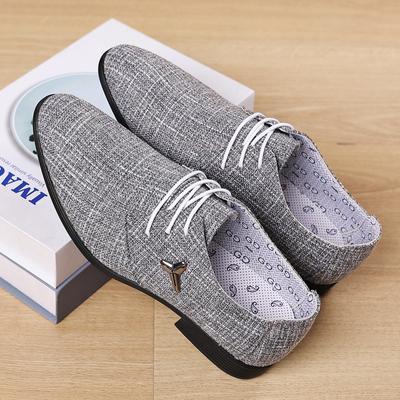Fashion Men Formal Leather Shoes Cloth Linen Breathable Lattice Non Slip Wearable Casual Dress 2024