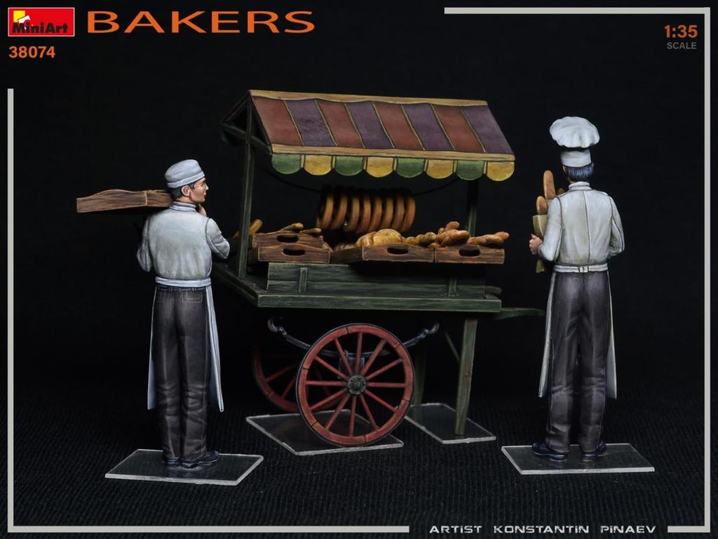 Miniart Scale Bakery Set with 2 Plastic MA38074 1/35 Figures, Model,