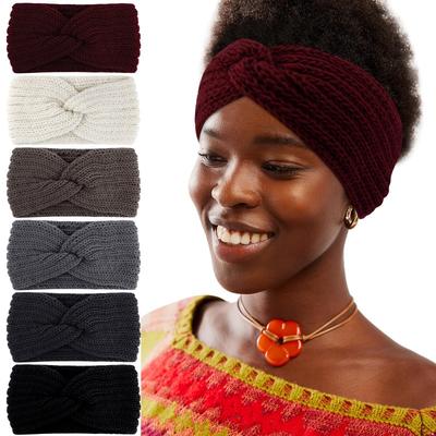 Winter Plüsch Gestricktes Woll Stirnband für Damen Mädchen Warme Elastische Haarbänder Handgefertigt Kopftuch Bandana Kopfbedeckung