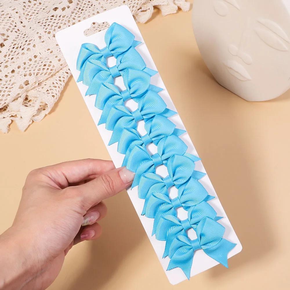 10Pcs/Set Solid Color Grosgrain Ribbon Hairpins for Kids Bows Hair Clips Boutique Handmade Headwear Girls Baby Hair Accessories